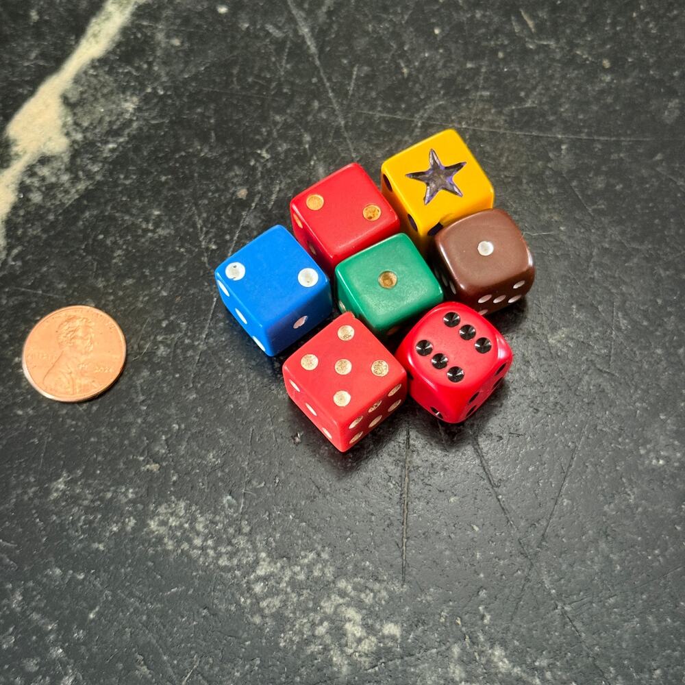 Vintage Card Suit Novelty Dice D6 Playing Card Symbols Game Collectible
